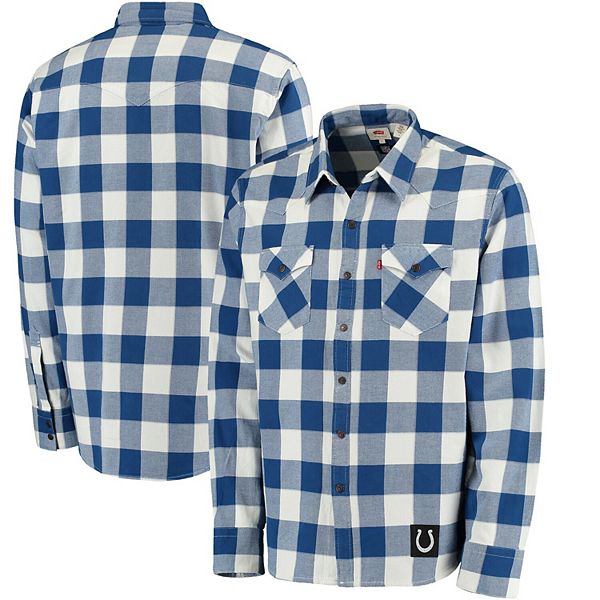 Men's Levi's Blue Indianapolis Colts Barstow Buffalo Plaid Western Long  Sleeve T-Shirt