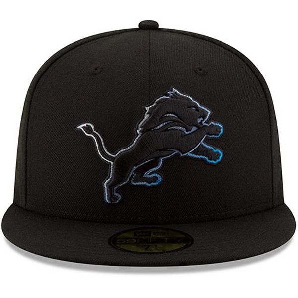 Men's New Era Black Detroit Lions Color Dim 59FIFTY Fitted Hat