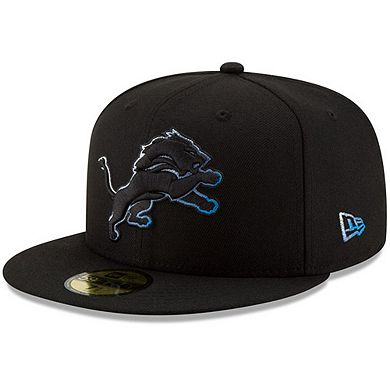 Men's New Era Black Detroit Lions Color Dim 59FIFTY Fitted Hat