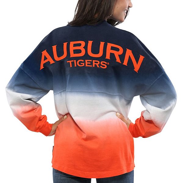 Women's Navy Auburn Tigers Ombre Long Sleeve Dip-Dyed Spirit Jersey