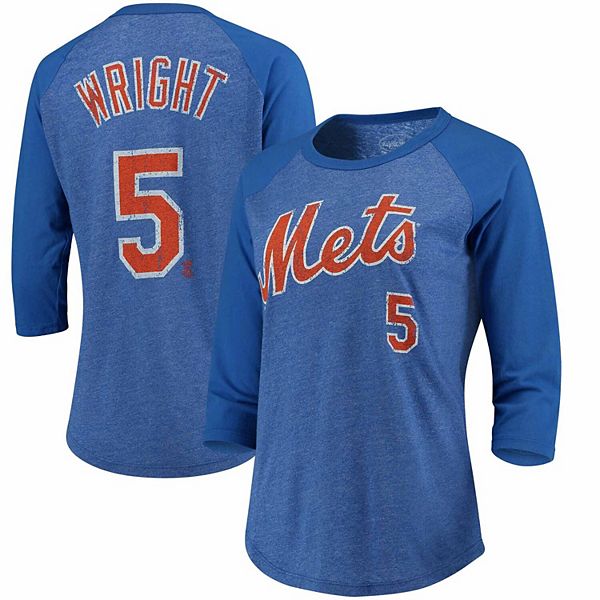 Women's Majestic Threads David Wright Royal New York Mets 3/4