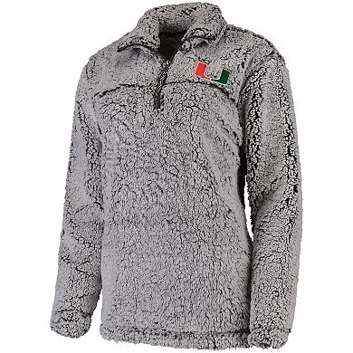 Women's Gray Miami Hurricanes Sherpa Super Soft Quarter-Zip Pullover Jacket