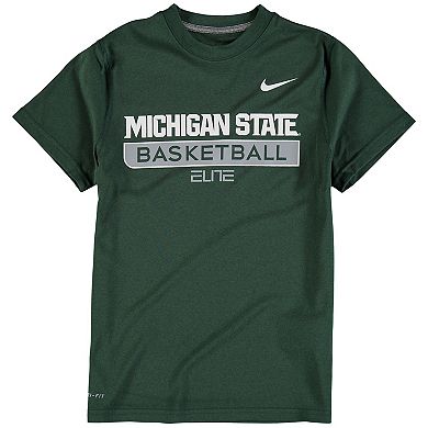 Youth Nike Green Michigan State Spartans Basketball Legend Practice Elite Performance T-Shirt