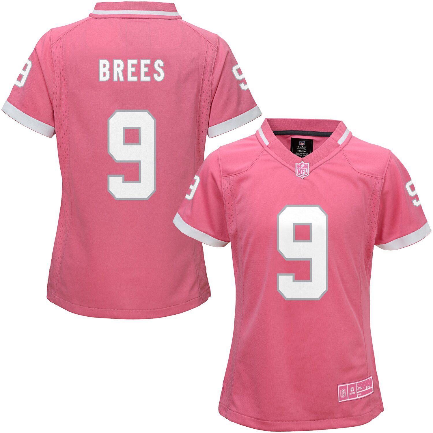 Girls Youth Drew Brees Pink New Orleans 