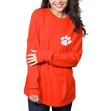 Women's Pressbox Orange Clemson Tigers The Big Shirt Oversized Long Sleeve T-Shirt