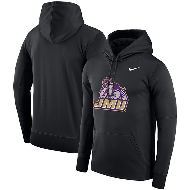 Men s Nike Black James Madison Dukes Logo Therma Performance Hoodie