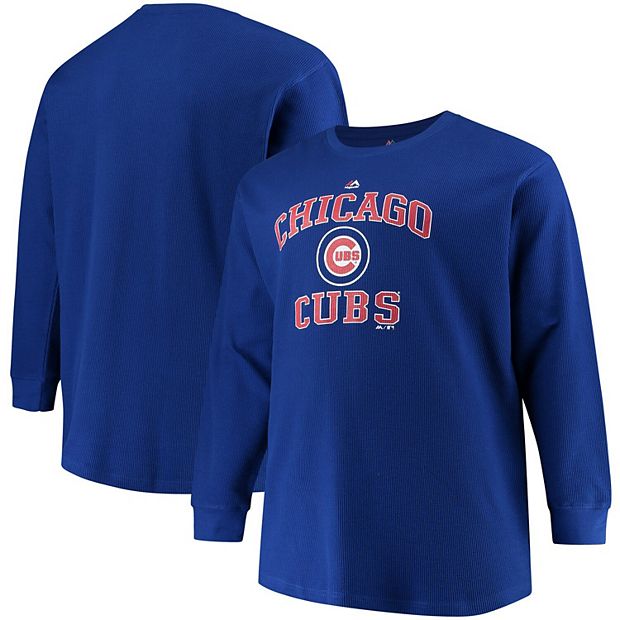 Men's Majestic Royal Chicago Cubs Thermal Crew Long Sleeve T-Shirt