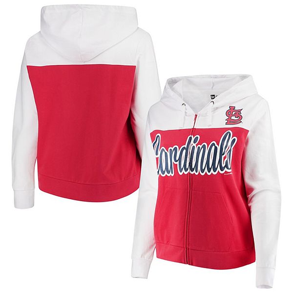 Women's New Era Red St. Louis Cardinals Colorblock Full-Zip Hoodie Size: Extra Small