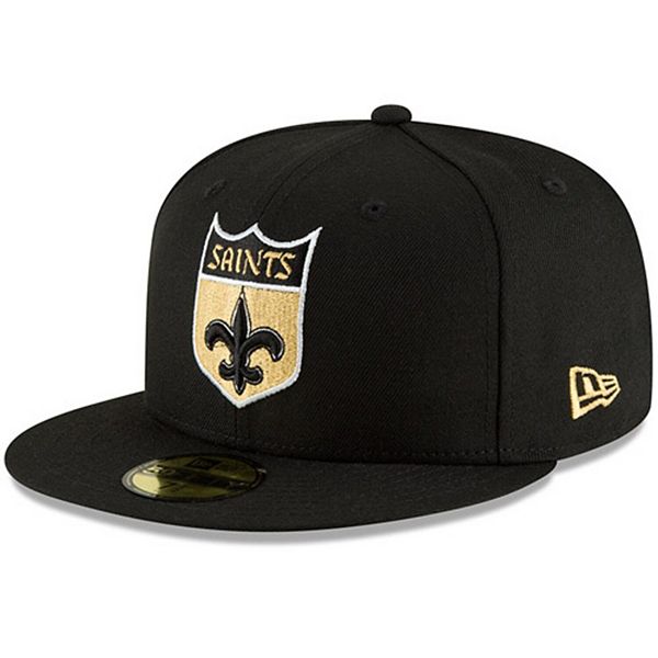 Men's New Era Black New Orleans Saints Omaha Throwback 59FIFTY Fitted Hat