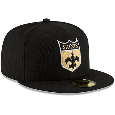 Men's New Era Black New Orleans Saints Omaha Throwback 59FIFTY Fitted Hat