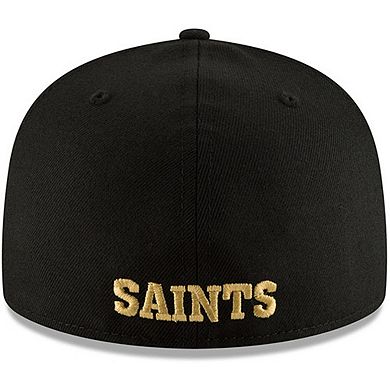 Men's New Era Black New Orleans Saints Omaha Throwback 59FIFTY Fitted Hat