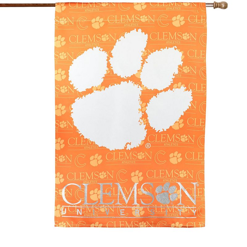 Clemson Tigers 29 x 43 Glitter Suede House Vertical Flag, Multicolor