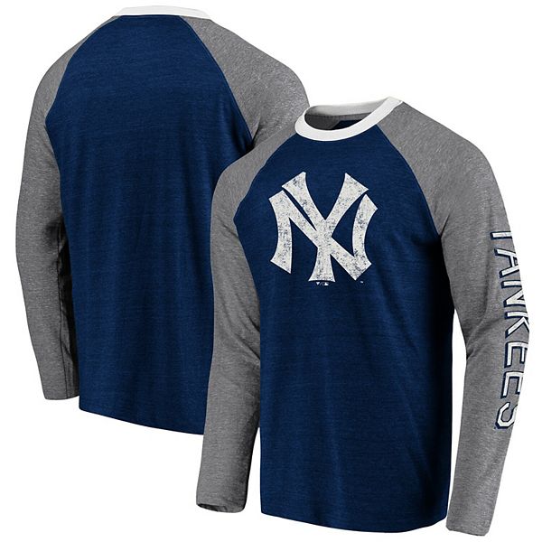 Men's Fanatics Branded Navy/Gray New York Yankees True Classics Long Sleeve  Raglan T-Shirt