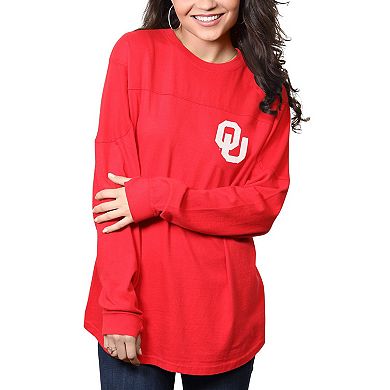 Women's Pressbox Crimson Oklahoma Sooners The Big Shirt Oversized Long Sleeve T-Shirt
