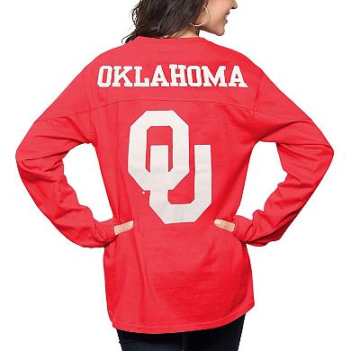 Women's Pressbox Crimson Oklahoma Sooners The Big Shirt Oversized Long Sleeve T-Shirt