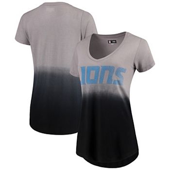 Women's New Era Black Detroit Lions Ink Dye Sideline V-Neck T-Shirt