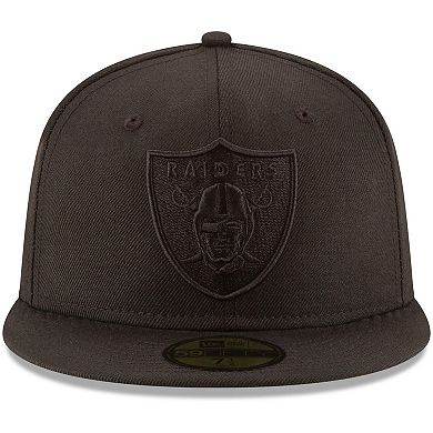 Men's New Era Oakland Raiders Black on Black 59FIFTY Fitted Hat