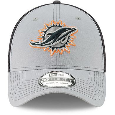 Men's New Era Gray/Graphite Miami Dolphins Primary Logo Grayed Out Neo 2 39THIRTY Flex Hat