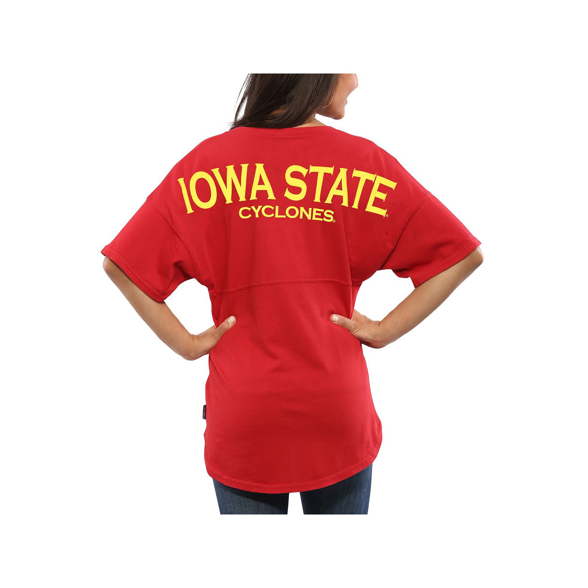 Womens Cardinal Iowa State Cyclones Spirit Jersey Oversized T-Shirt, Size: