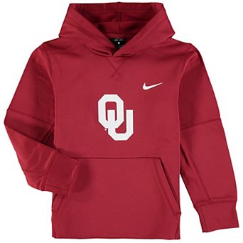 Youth Nike Crimson Oklahoma Sooners Logo KO Pullover Performance Hoodie