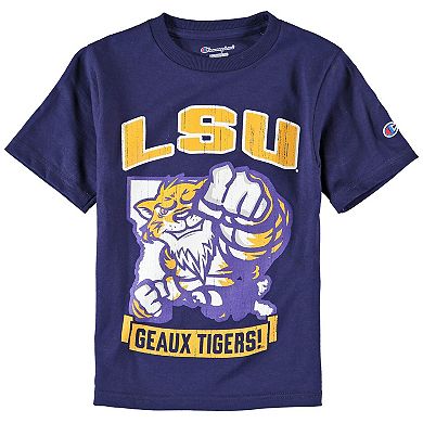 Youth Champion Purple LSU Tigers Strong Mascot T-Shirt