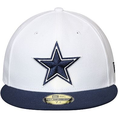 Men's New Era White/Navy Dallas Cowboys Omaha II 59FIFTY Fitted Hat