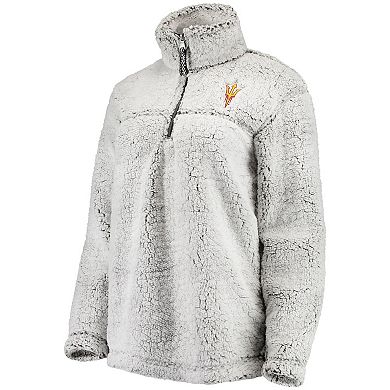 Women's Gray Arizona State Sun Devils Sherpa Super-Soft Quarter-Zip Pullover Jacket