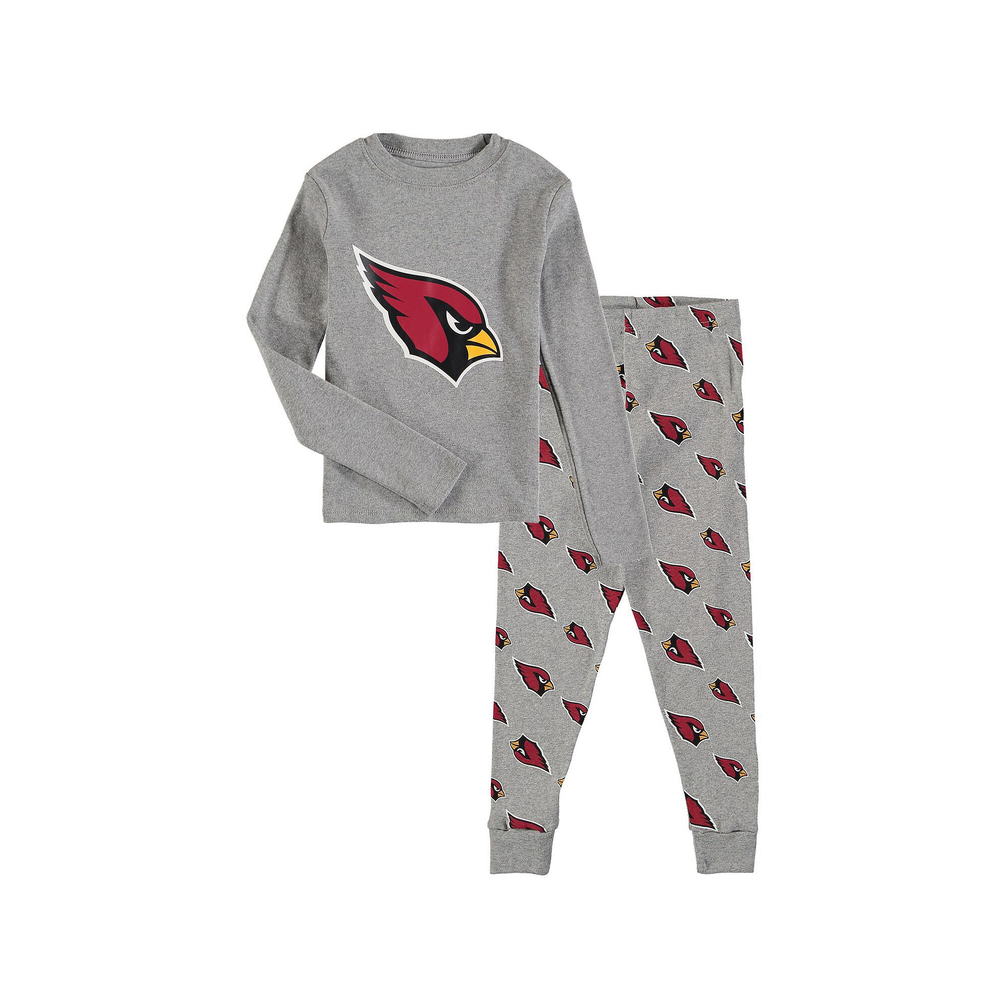 Youth Heathered Gray Arizona Cardinals Long Sleeve T-Shirt & Pants Sleep Se