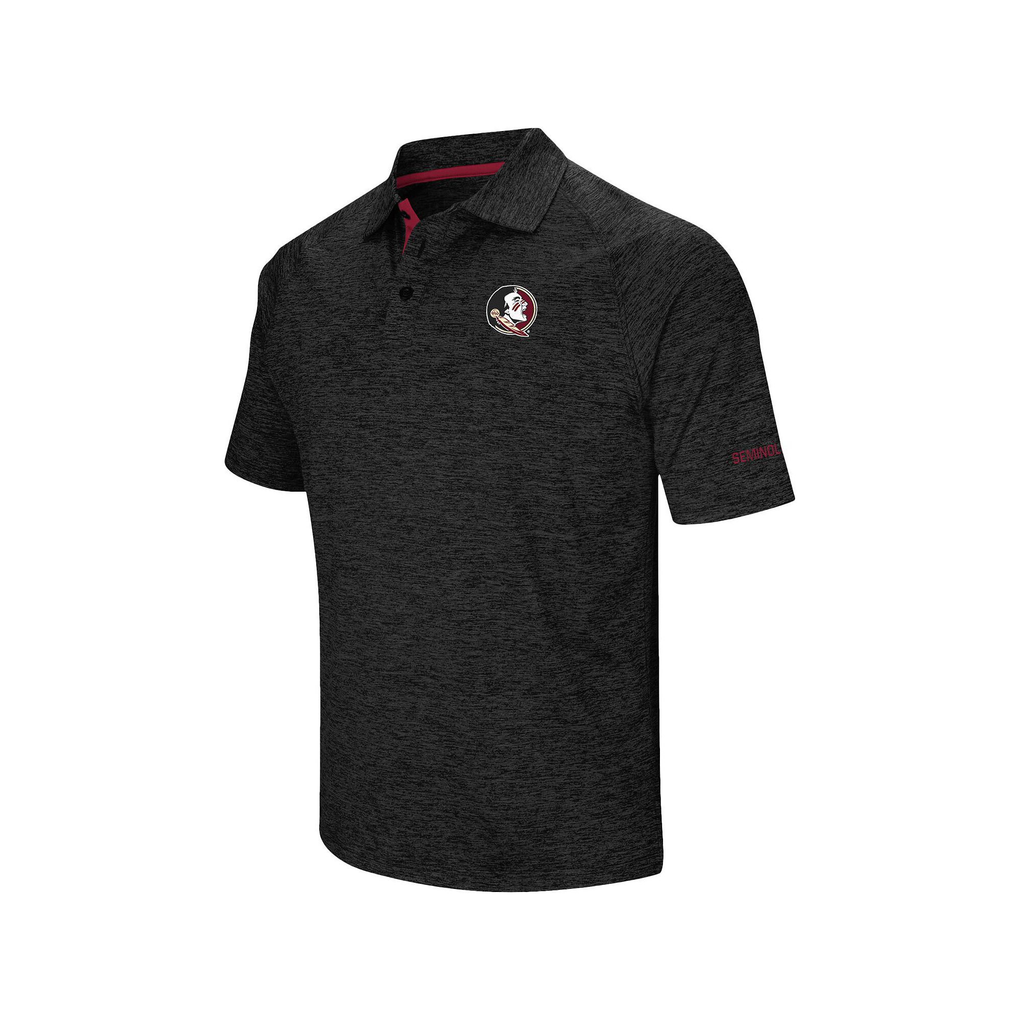 Mens Colosseum Heather Black Florida State Seminoles Down Swing Polo, Size