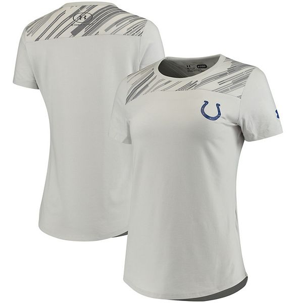 Women's Armour Heathered Gray Indianapolis Colts Combine Authentic Colorblock Charged Cotton Performance T-Shirt