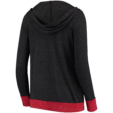 Women's Colosseum Charcoal Wisconsin Badgers Steeplechase Open Hooded Tri-Blend Cardigan