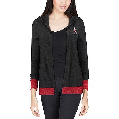 Women's Colosseum Charcoal Wisconsin Badgers Steeplechase Open Hooded Tri-Blend Cardigan