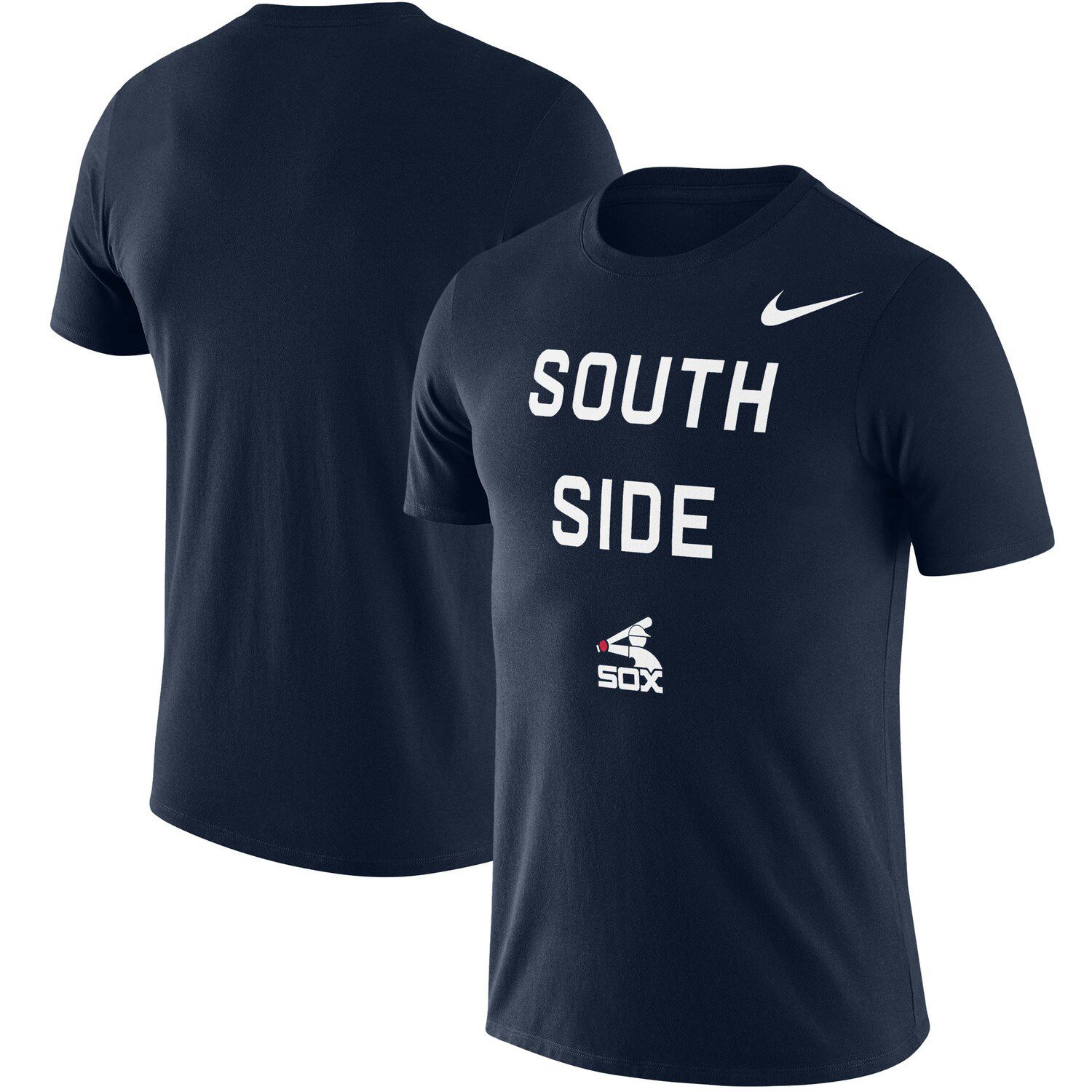 white and navy blue nike shirt
