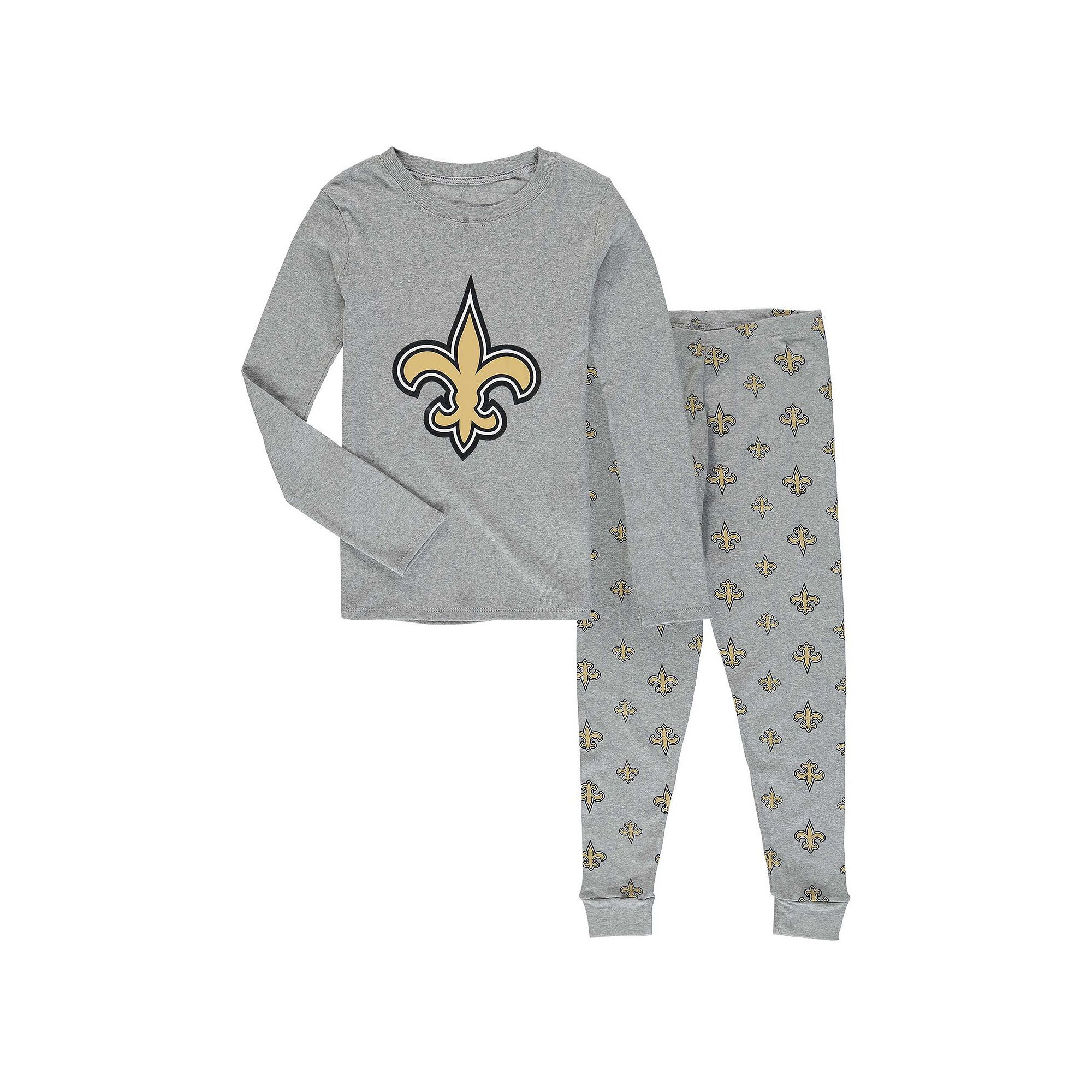 Preschool Heathered Gray New Orleans Saints Long Sleeve T-Shirt & Pants Sle