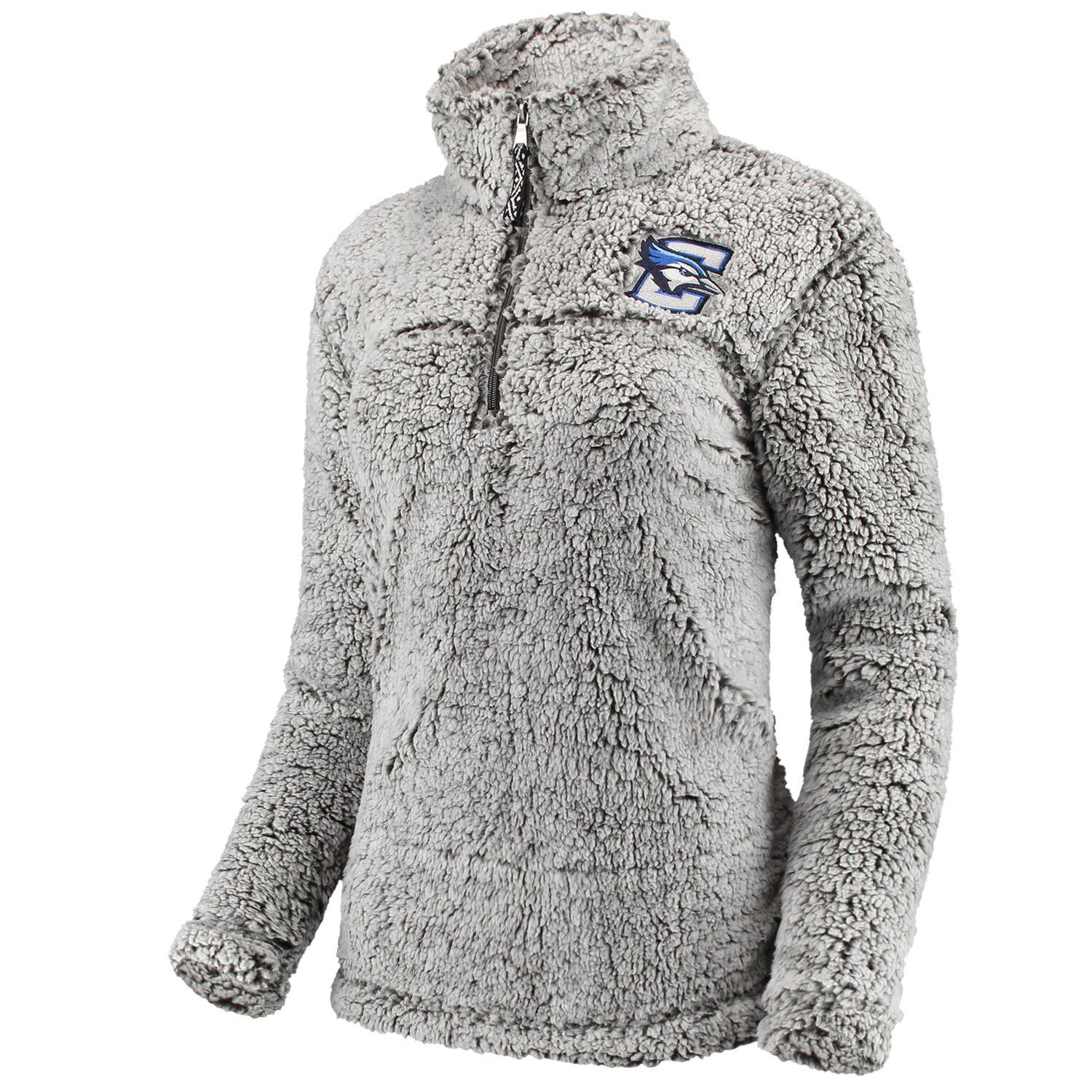 women's gray sherpa pullover