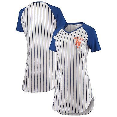 Women's Concepts Sport White New York Mets Vigor Pinstripe Nightshirt
