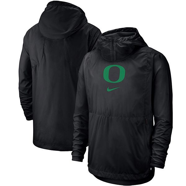 Men's Nike Black Oregon Ducks Player Repel Quarter-Zip Hooded Jacket