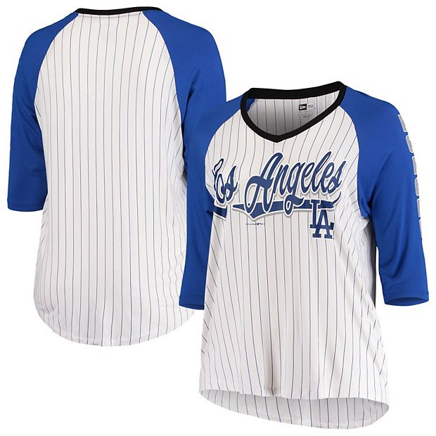 Los Angeles Dodgers New Era Women's Plus Size 3/4 Sleeve Raglan T-Shirt  White/Royal