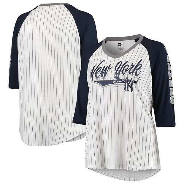 New York Yankees New Era Women's Plus Size 3/4 Sleeve Raglan V-Neck T-Shirt  