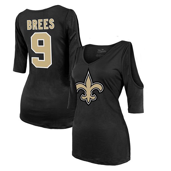 Women's Majestic Drew Brees Black New Orleans Saints Plus Size