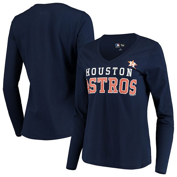 Women's G-III 4Her by Carl Banks Navy Houston Astros City Graphic V-Neck Fitted T-Shirt Size: Large