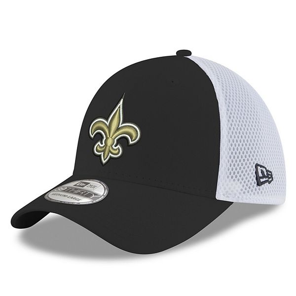 Men's New Era Black/White New Orleans Saints Neo 39THIRTY Trucker Flex Hat