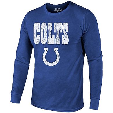 Indianapolis Colts Majestic Threads Lockup Tri-Blend Long Sleeve T-Shirt - Royal