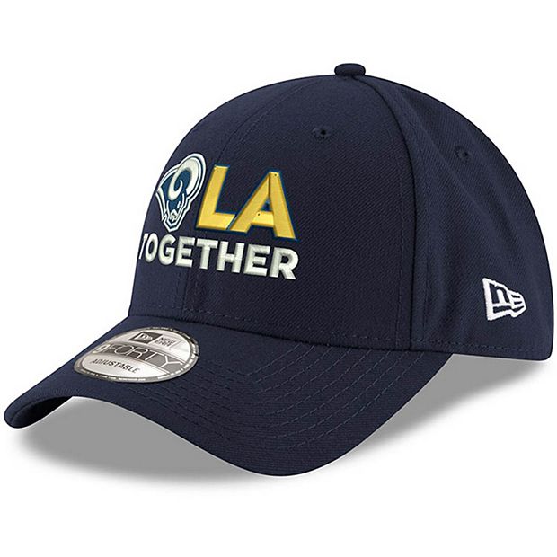 Men's New Era Navy Los Angeles Rams LA Together 9FORTY Adjustable Hat