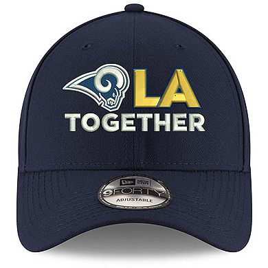 Men's New Era Navy Los Angeles Rams LA Together 9FORTY Adjustable Hat