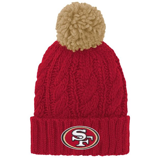 Girls Youth Scarlet San Francisco 49ers Team Cable Cuffed Knit Hat with Pom