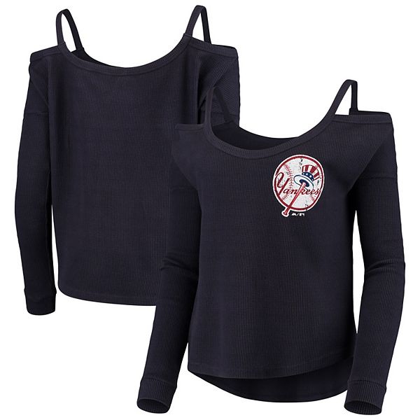 New York Yankees Women's Cold Shoulder Scoopneck Tee - Free