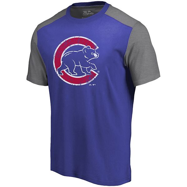 Men's Majestic Threads Royal/Gray Chicago Cubs Color Blocked T-Shirt