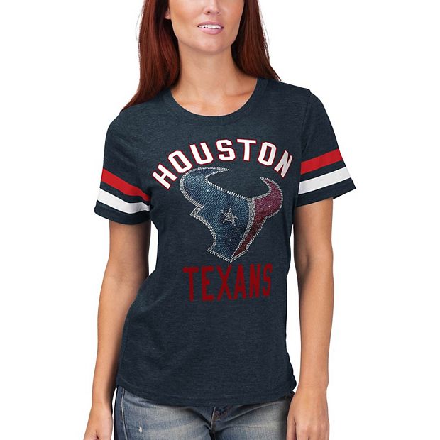 HOUSTON TEXANS GL SHORT SLEEVE TOP WITH LINED FLIP-SEQUIN SLEEVE