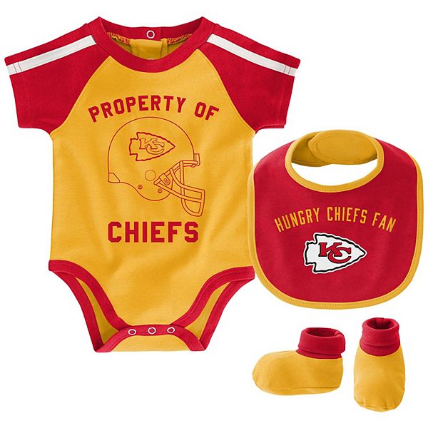 Bib & Booties Set Outerstuff Kansas City Chiefs Newborn & Infant Yellow/Red Tackle Bodysuit